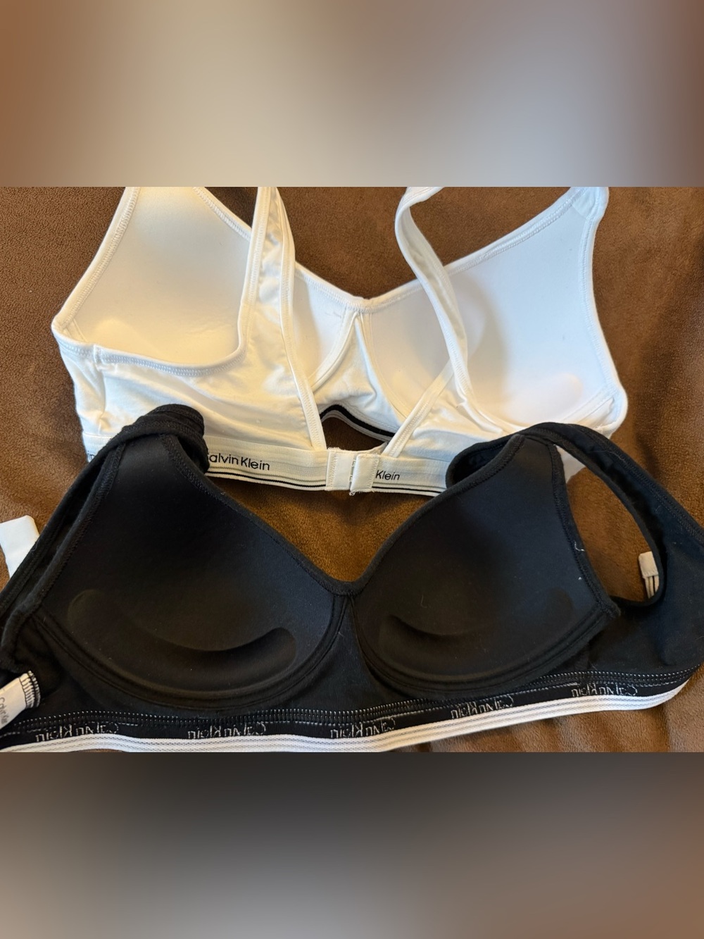 Calvin Klein White and Black Wireless Logo Band Bralettes (2-Pack) - Picture 2 of 3